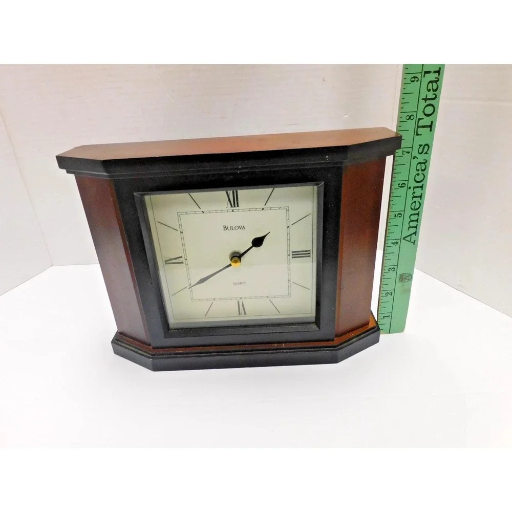 VTG Bulova Mantle Clock Cherry Wood Analong WORKS***JC261
